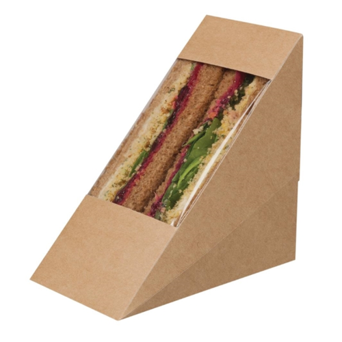  HorecaTraders Sandwich boxes | Degradable | Triangular | 500 pcs. | Viewing window 