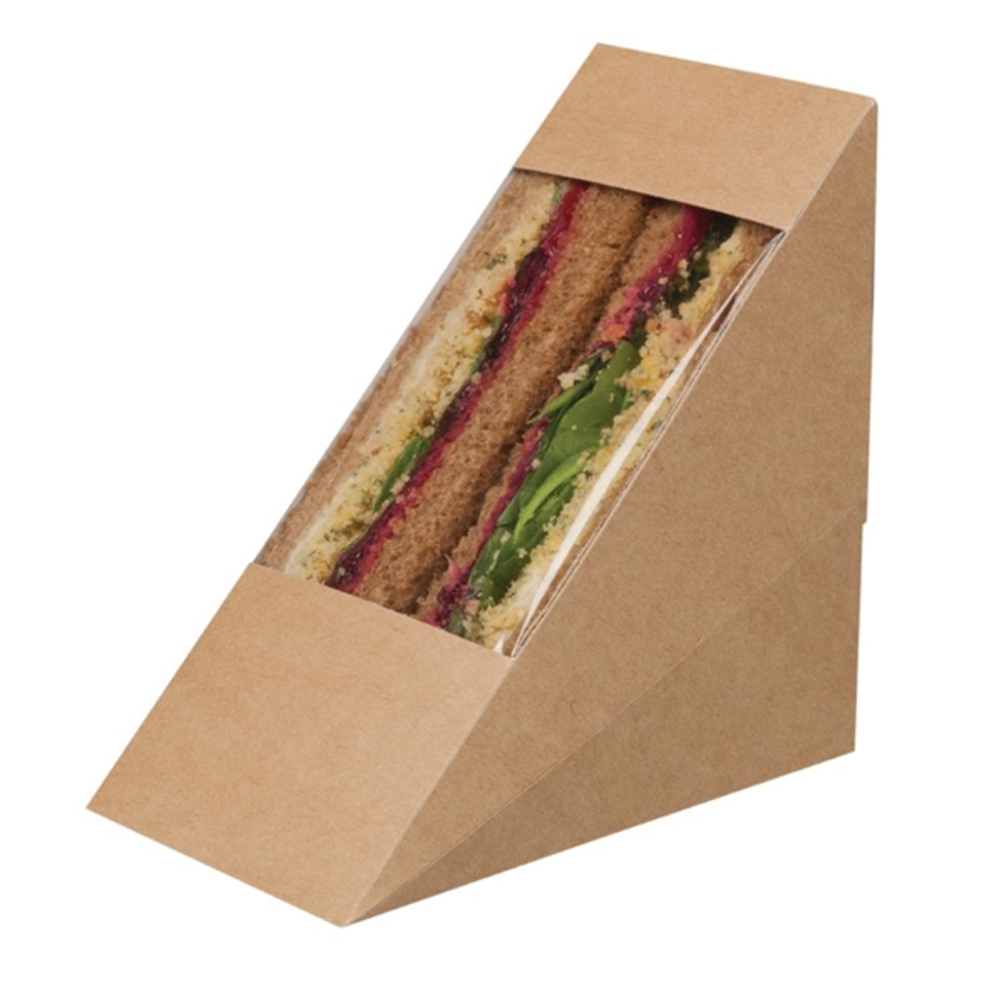 Boîtes à sandwich | Biodégradable | Triangulaire | 500 pièces | Fenêtre d'inspection