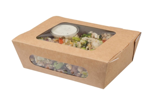  HorecaTraders Salad Bowls | Degradable | 825ml | 250 pieces | Push-in closure | 5x12x16cm 