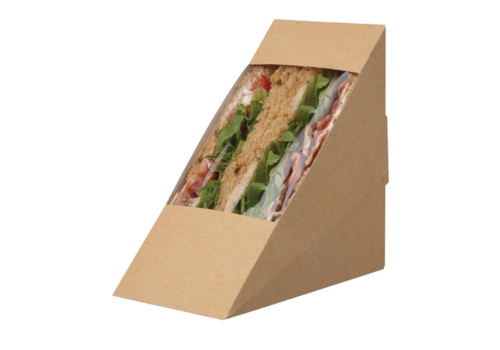  HorecaTraders Boîtes à sandwich | Triangle | Biodégradable | 500 pièces | 12,3 x 12,3 x 7,2 cm 