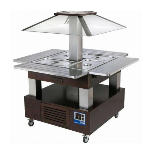  HorecaTraders Bain Marie Inselbuffet 4 x 1/1 GN Wenge | warm halten 