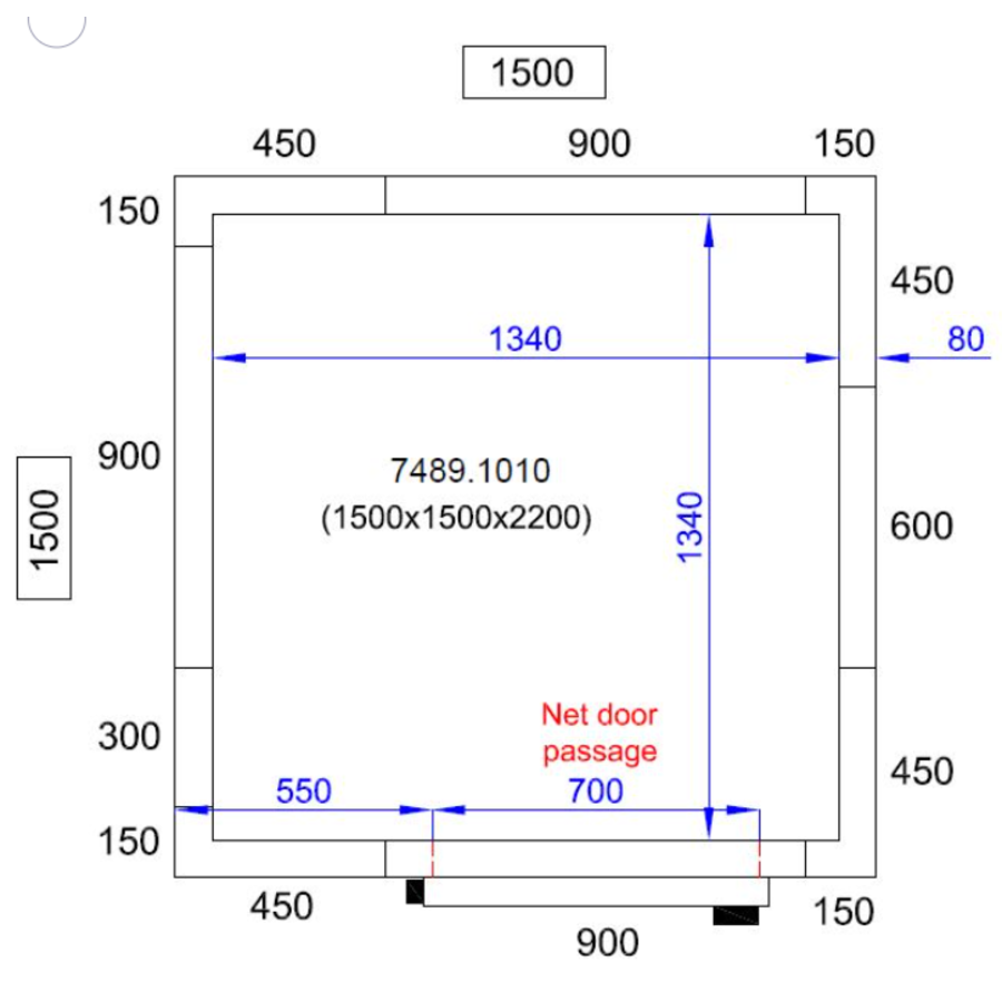 Chambre froide | 0/+5°C | 150 x 150 x 220 cm