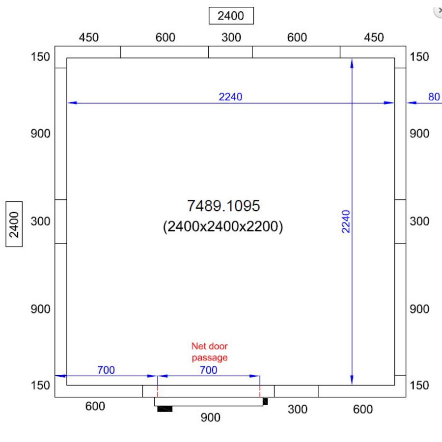 Cooling room | 0/+5°C | 240x240x220cm