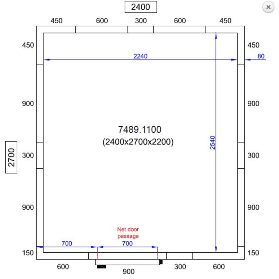 Cooling room | 0/+5°C | 240x270x220cm