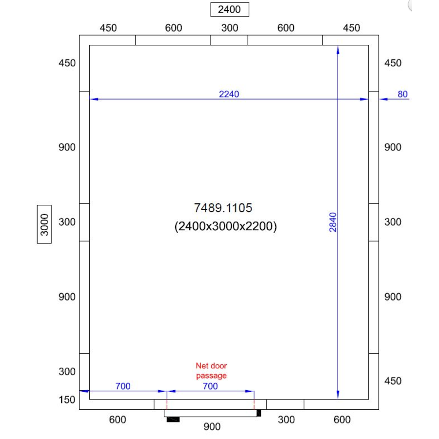 Cooling room | 0/+5°C | 240x300x220cm