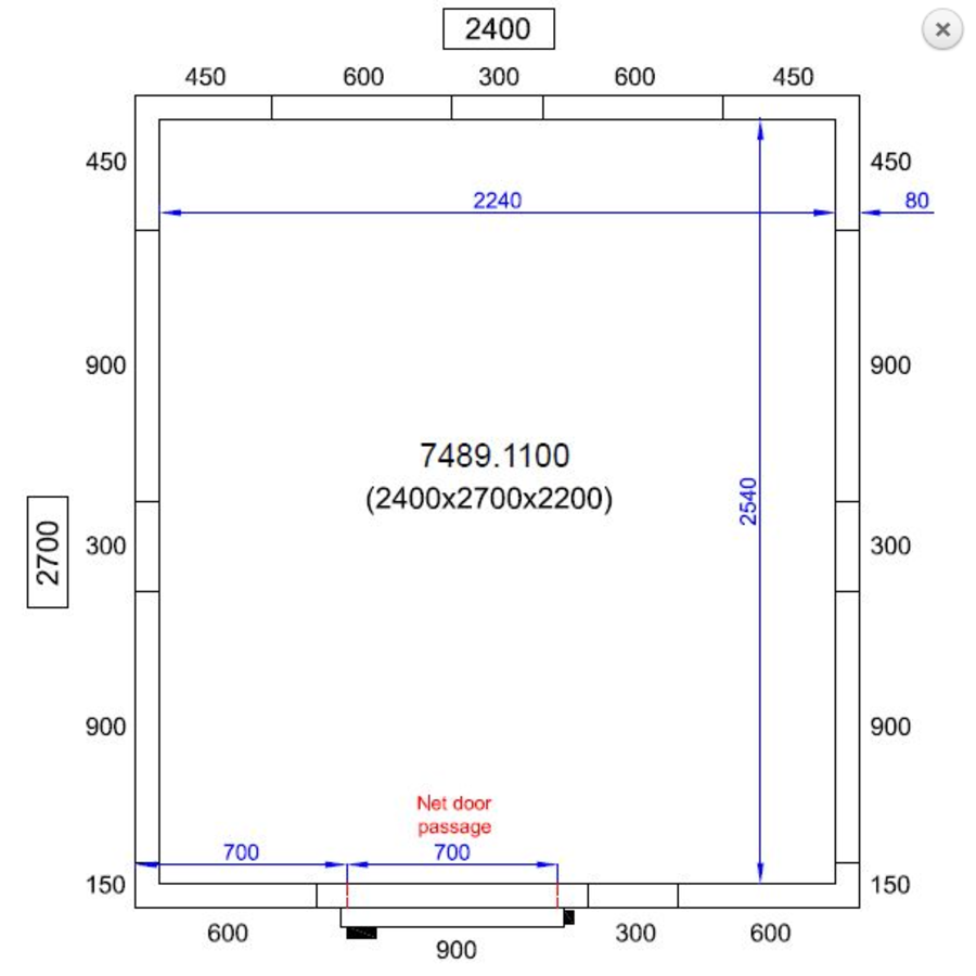 Cooling room | -20/-10°C | 270x210x220cm