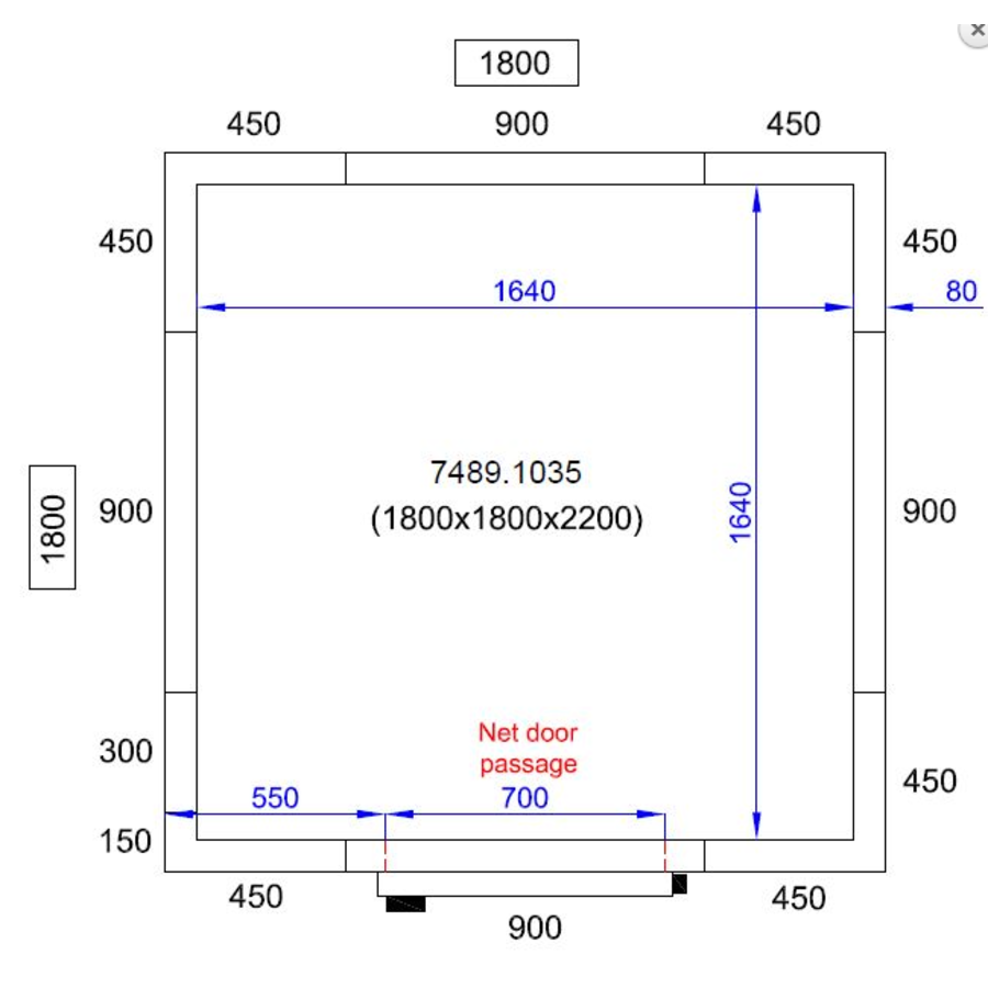 Cooling room | -20/-10°C | 180x180x220 cm