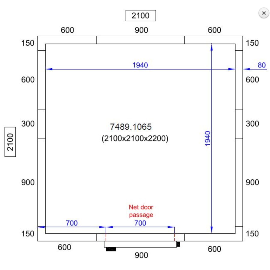 Cooling room | -20/-10°C | 210x210x220 cm