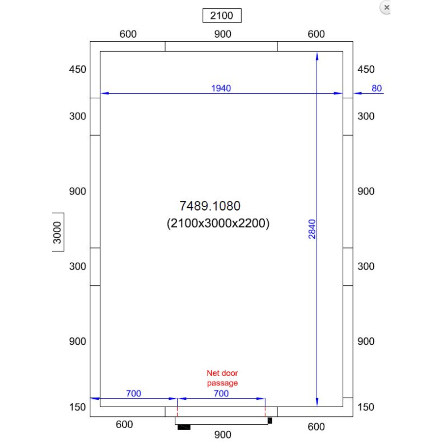 Cooling room | -20/-10°C | 210x300x220cm