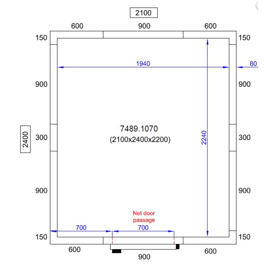 Cooling room | -20/-10°C | 210x240x220 cm