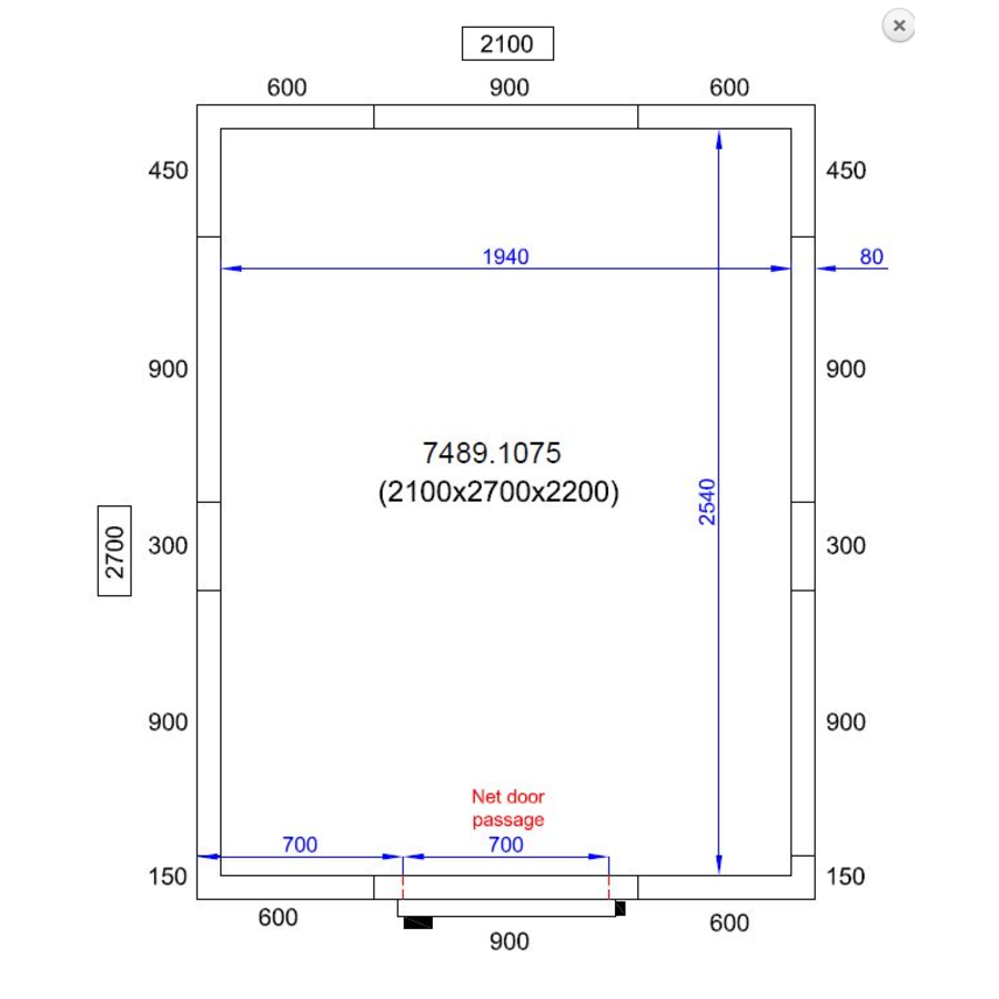 Cooling room | -20/-10°C | 210x270x220cm