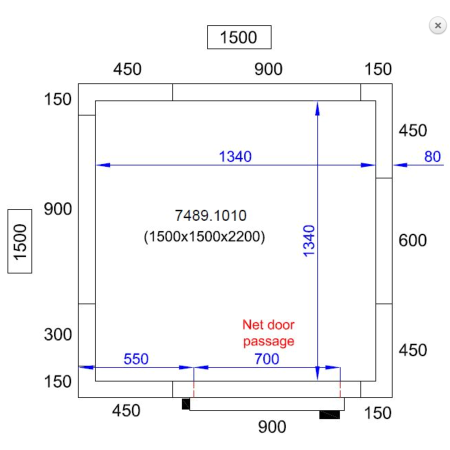 Freezer cell | -20/-10°C | 150 x 150 x 220 cm