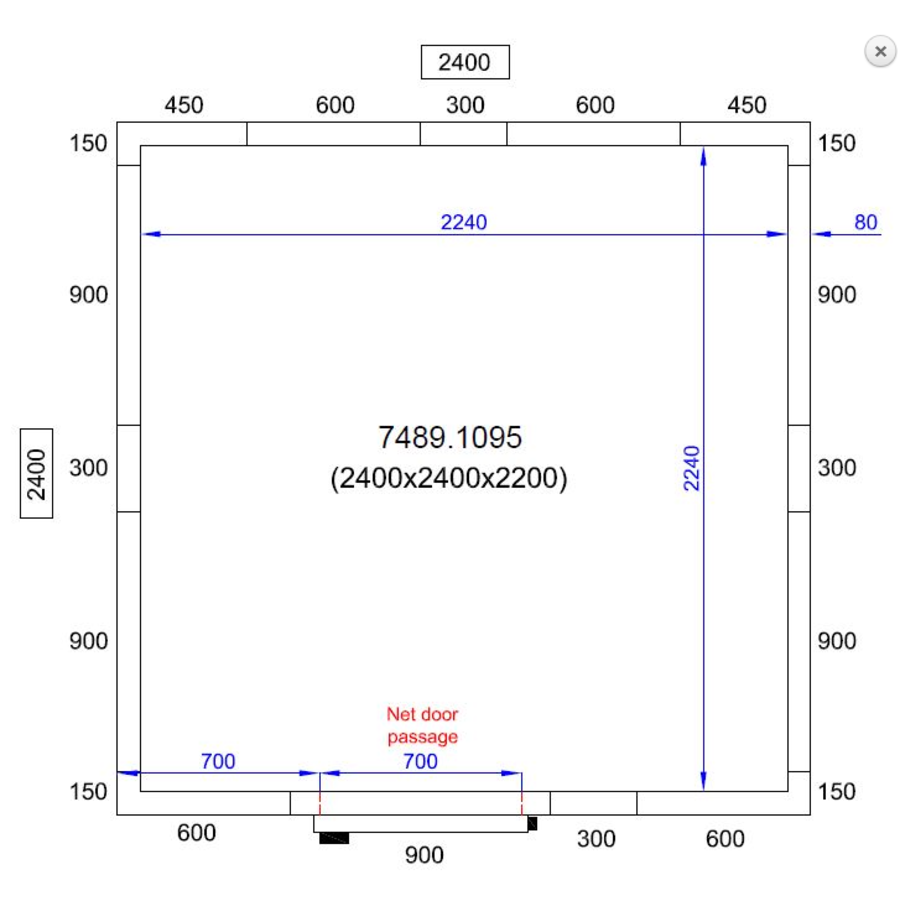 Freezer cell | -20/-10°C | 240 x 240 x 220 cm