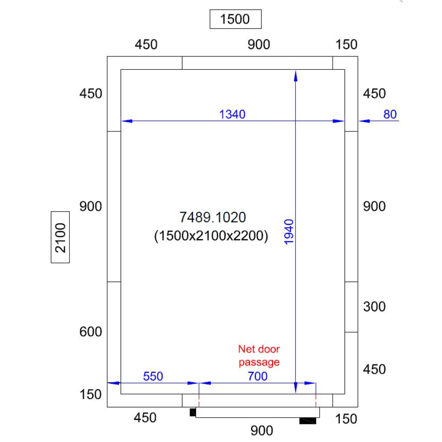 Freezer cell | -20/10°C | 150 x 210 x 220 cm
