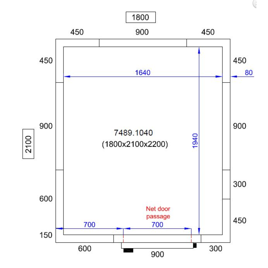 Freezer 180X210X220 CM | -10/-20 °C