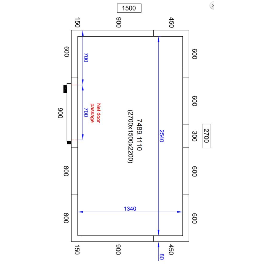 Freezer cell 270X150X220 CM | -10/-20 °C