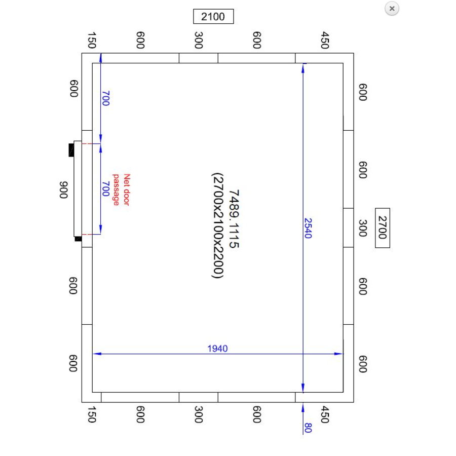 Freezer cell 270X210X220 CM | -10/-20 °C