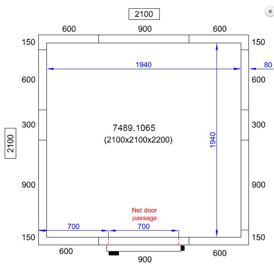 Freezer cell 210X210X220 CM | -10/-20 °C