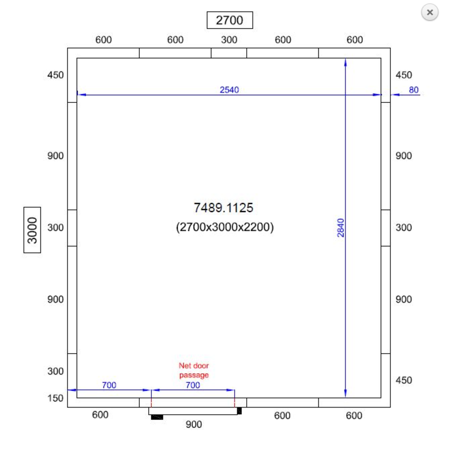 Freezer cell 270X300X220 CM | -10/-20 °C