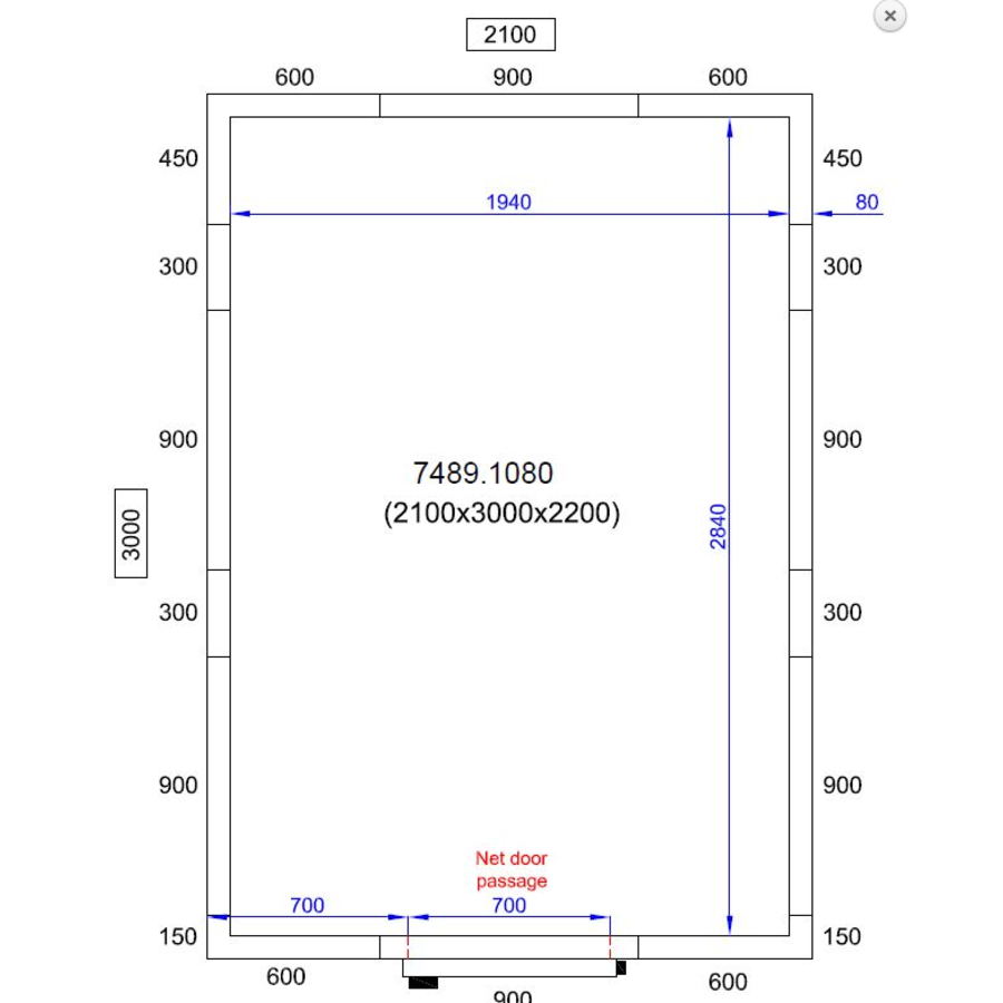 Freezer cell 210X300X220 CM | -10/-20 °C