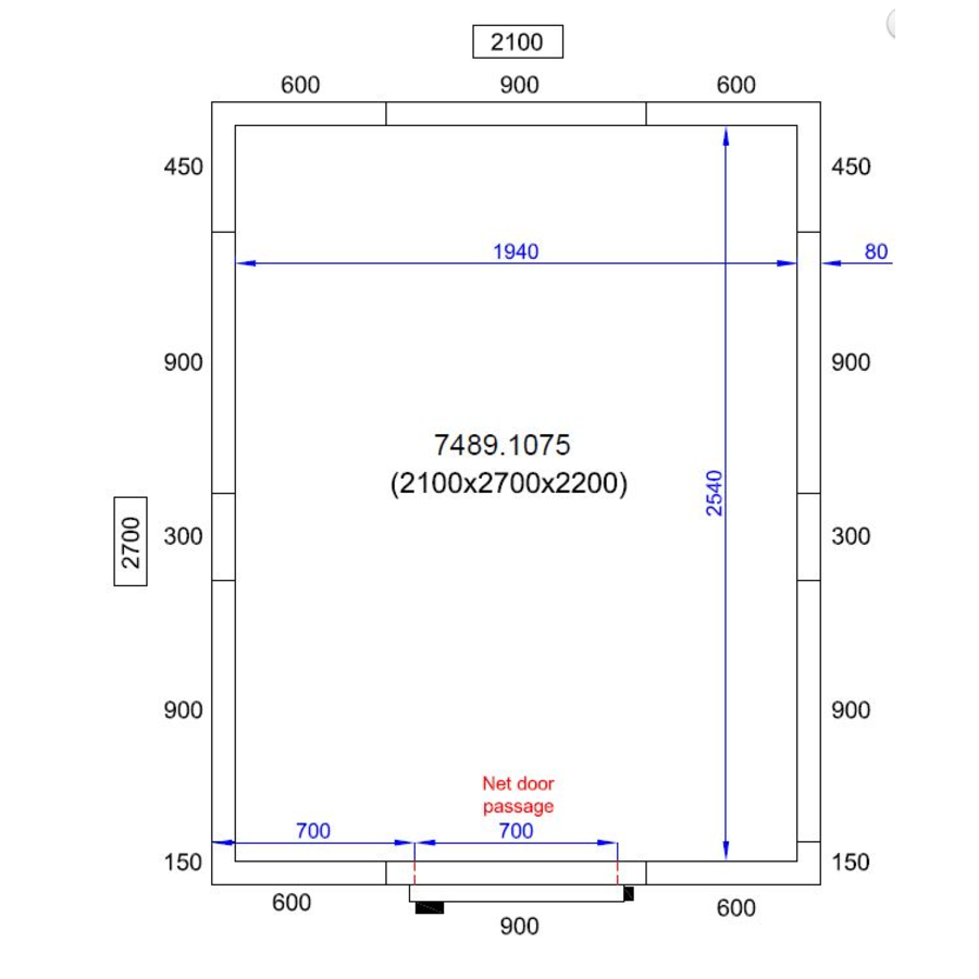 Freezer 210X270X220 CM | -10/-20 °C