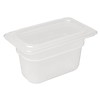Vogue Bacs GN 1/9 en polypropylène avec couvercle 100 mm (H) 0,85 L (par 4)