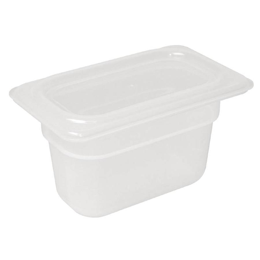 Polypropylene GN containers 1/9 with lid 100mm (H) 0.85L (per 4)