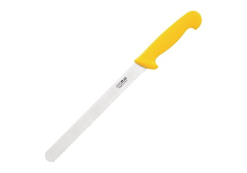  Hygiplas Couteau à jambon jaune dentelé | 25,5 cm 