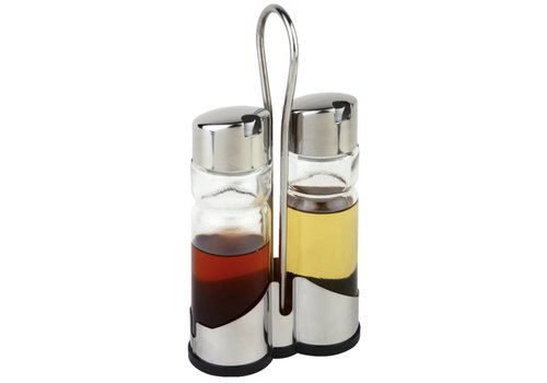  HorecaTraders Set de table bouteilles d'huile et de vinaigre | avec support 