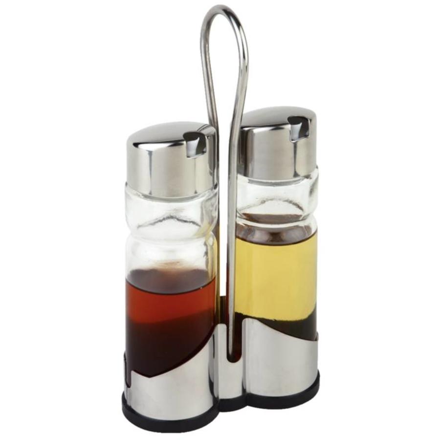 Set de table bouteilles d'huile et de vinaigre | avec support