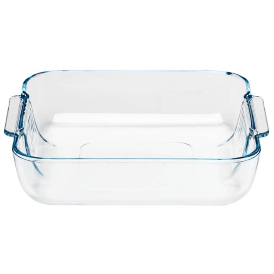 Plat de cuisson carré en verre, 210 x 210 mm
