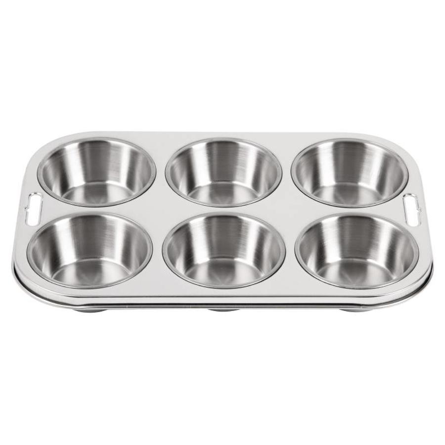 Deep stainless steel muffin baking tins | 6 tins