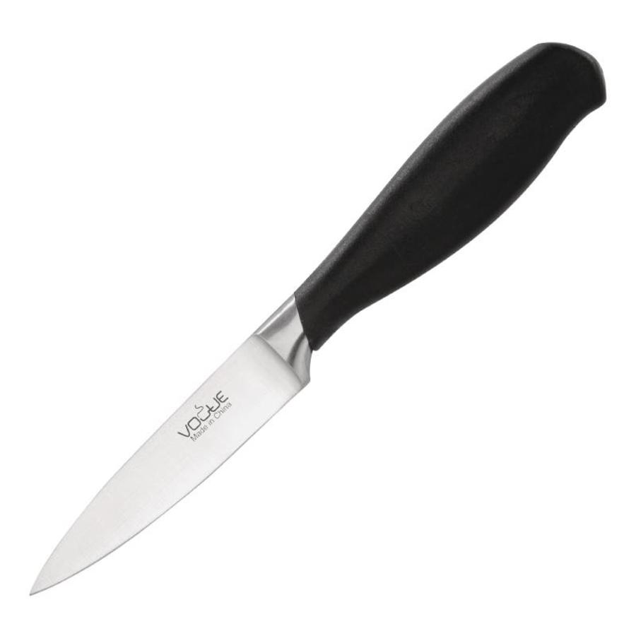 Professionelles schwarzes Schälmesser mit Softgriff | 8 cm