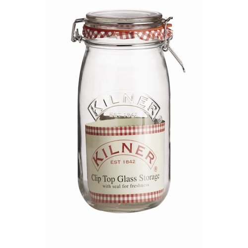  HorecaTraders Glass Storage Jar with Clamp | 2L 