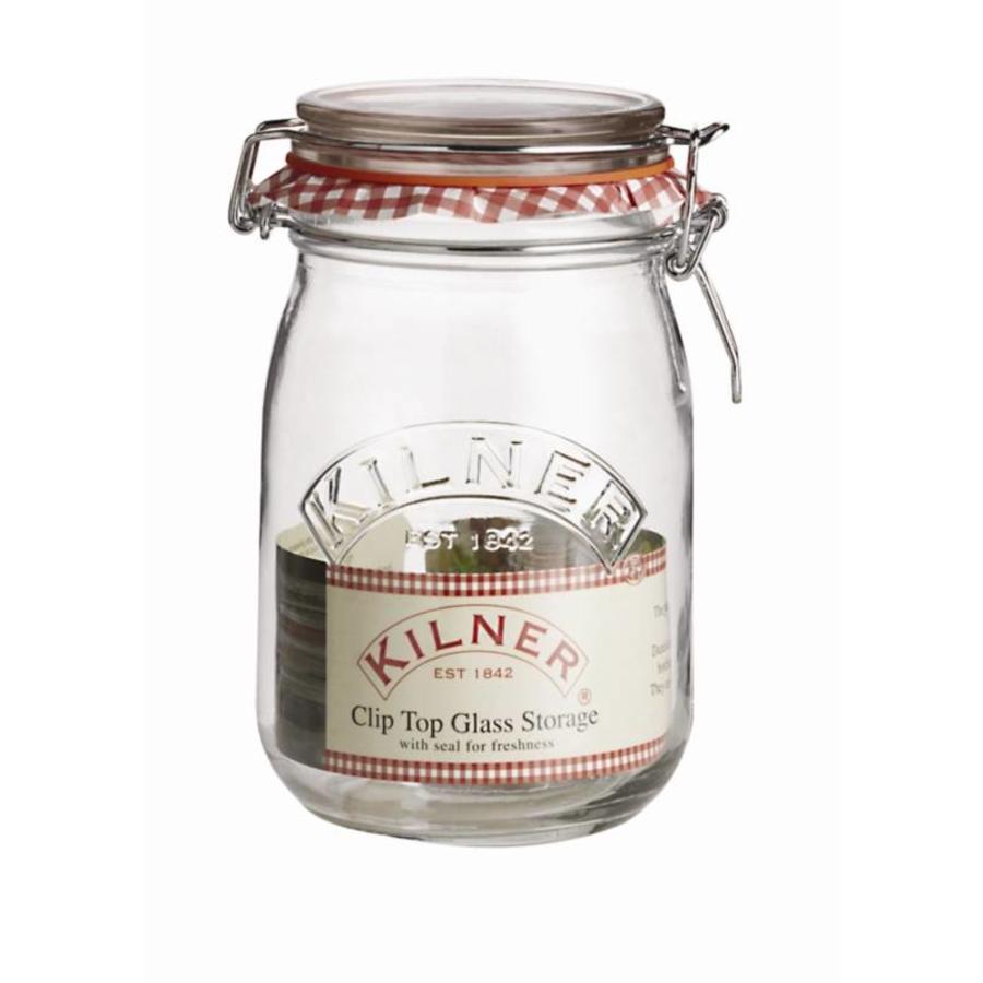 Bocal de conservation / bocal de rangement en verre Kilner avec fermeture à clip, 1 l
