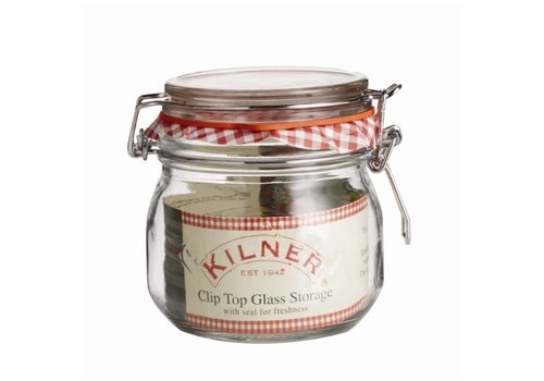  HorecaTraders Bocal de conservation / bocal de rangement en verre Kilner avec fermeture à clip, 0,5 l 