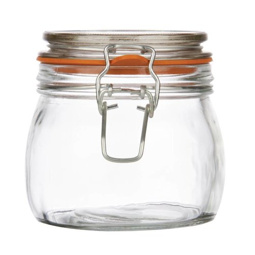  HorecaTraders Einmachglas / Vorratsglas aus Glas mit Bügelverschluss, 0,75 l 