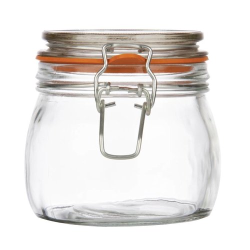  HorecaTraders Glass preserving jar / storage jar with swing top, 0.75 l 