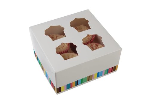  HorecaTraders Boîtes à cupcakes pour 4 cupcakes (4 pièces) 