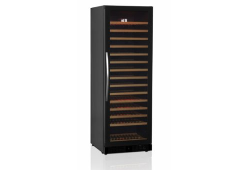  HorecaTraders Black wine fridge 168 pieces | Glass door | 1 temperature zone | TFW375F 