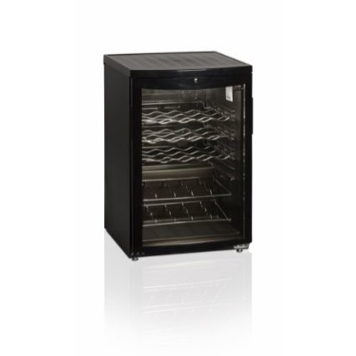  HorecaTraders Beautiful Wine Cooler Black | Glass door | 22 Bottles 