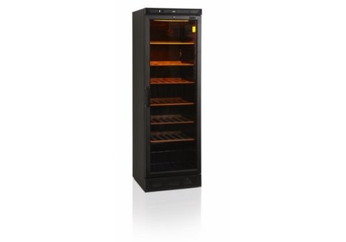  HorecaTraders Cave à vin climatisée Noir | Porte vitrée | 118 bouteilles 