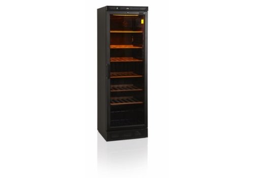  HorecaTraders Wine climate cabinet Black | Glass door | 118 Bottles 