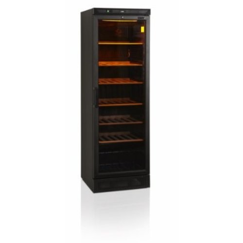  HorecaTraders Wine climate cabinet Black | Glass door | 118 Bottles 