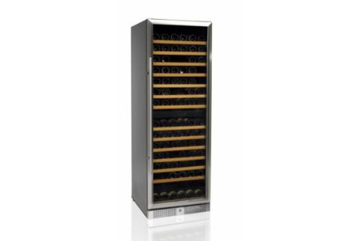  HorecaTraders Refroidisseur à vin en acier inoxydable | Porte vitrée | 155 bouteilles 