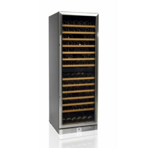  HorecaTraders Stainless Steel Wine Fridge | Glass door | 155 bottles 