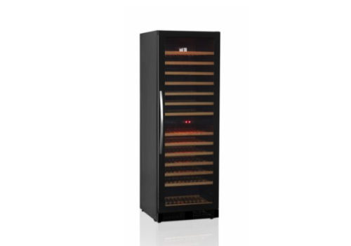  HorecaTraders Schwarzer Weinkühlschrank mit Glastür | 155 Stück 
