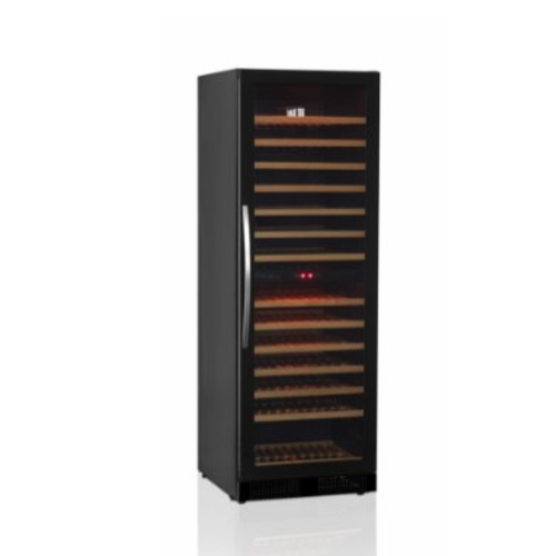  HorecaTraders Schwarzer Weinkühlschrank mit Glastür | 155 Stück 