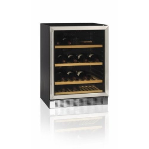  HorecaTraders Black Wine Cooler | Stainless steel door | 45 Bottles 