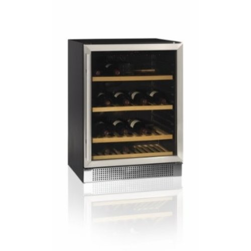  HorecaTraders Refroidisseur à vin noir | Porte en acier inoxydable | 45 bouteilles 